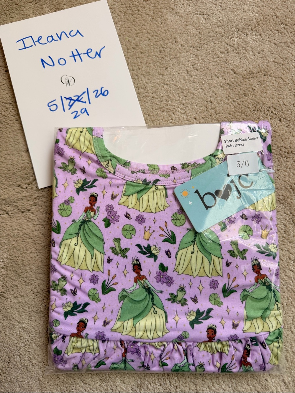 Bundle of Joy Co Disney Princess Tiana Lavender Twirl Dress - Size 5/6 NIB